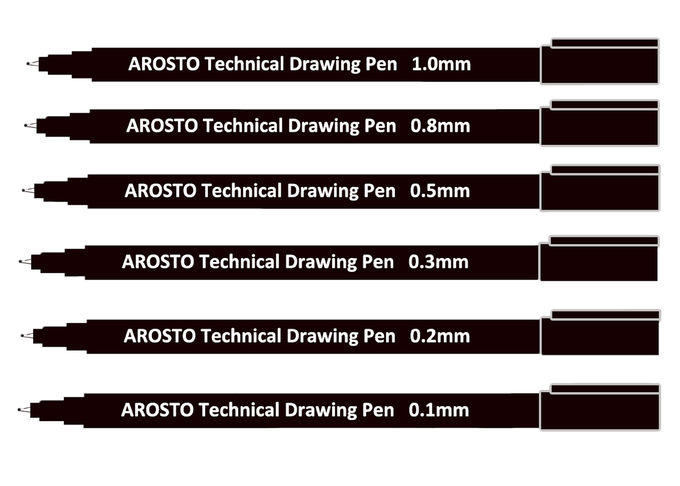 Waterproof and Lightfast Technical Drawing Pens with Pigment Ink and Strong PP Barrel