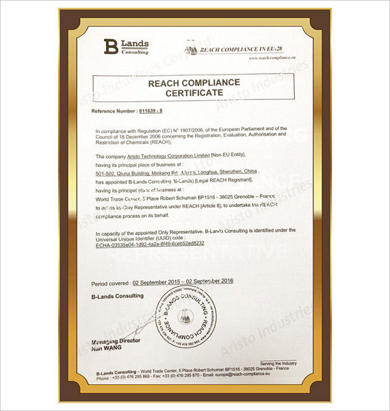 China Aristo Industries Corporation Limited Certification